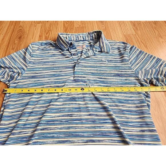 PUMA Golf Polo Mens L Blue Stripe Activewear Performance Workwear Preppy Casual - Picture 2 of 11